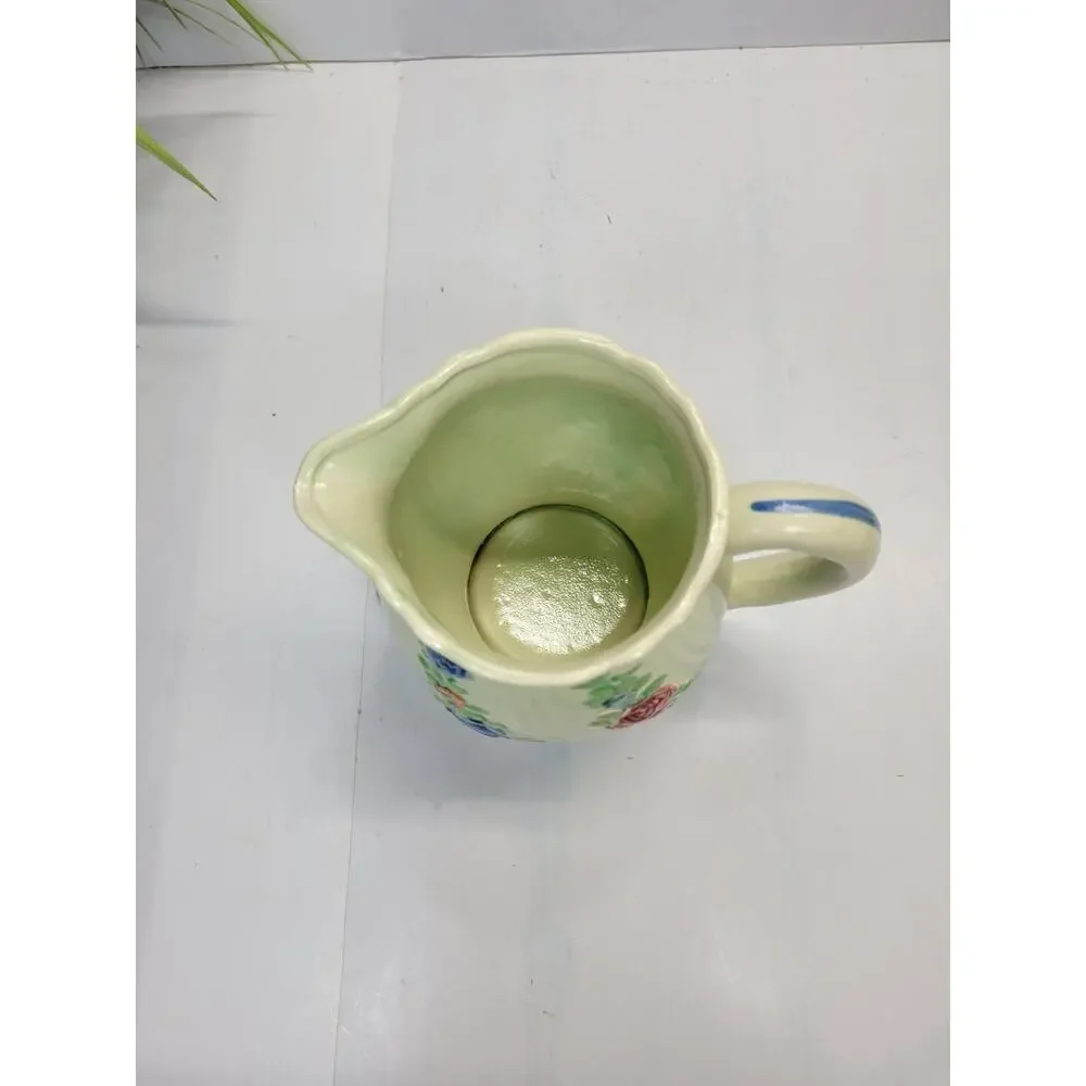 Vintage Japan Ceramic Floral Pitcher 6